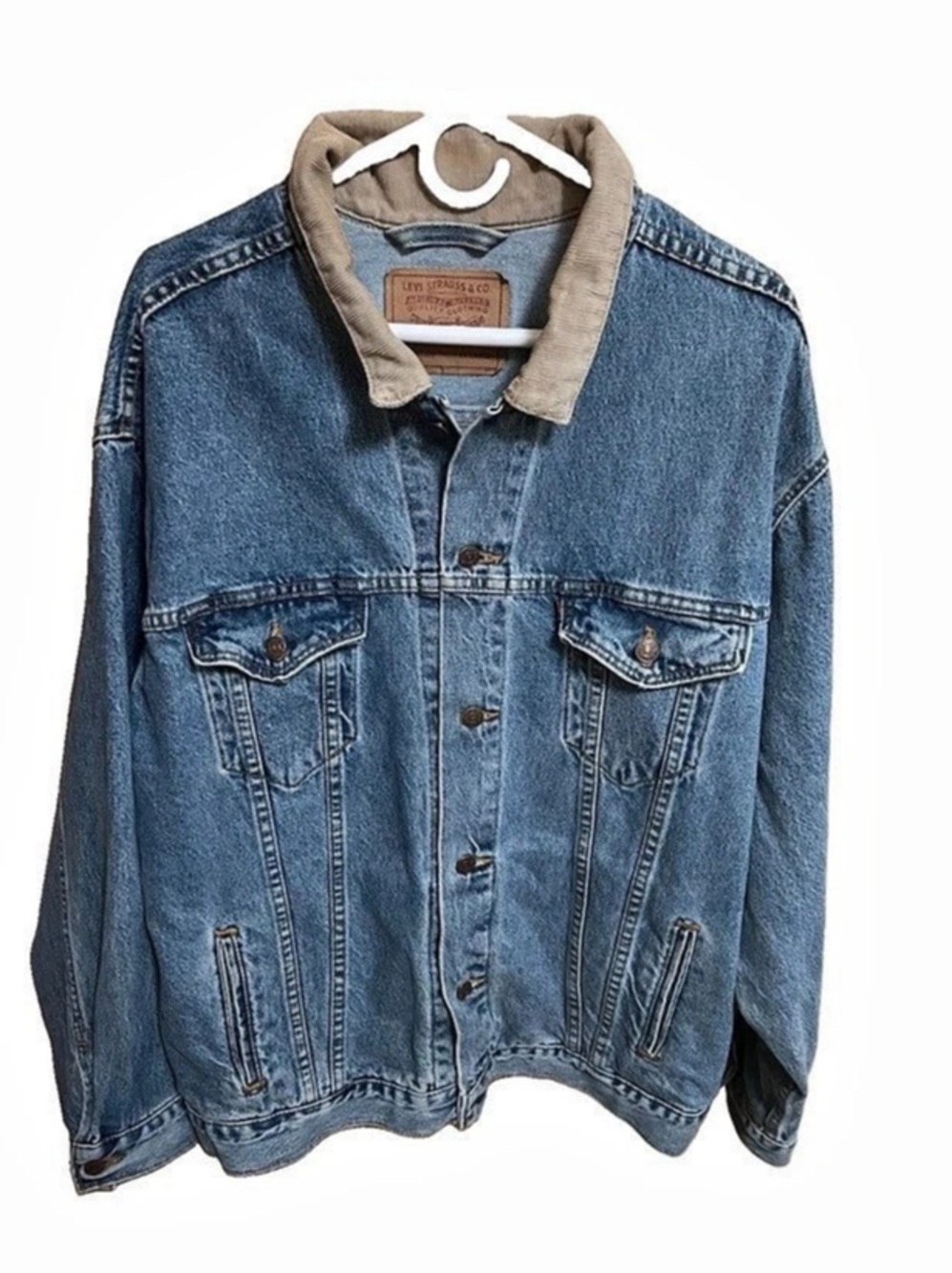 Levi's Vintage 1995 75558-0325 Denim Jacket XXL USA Corduroy Collar 90s